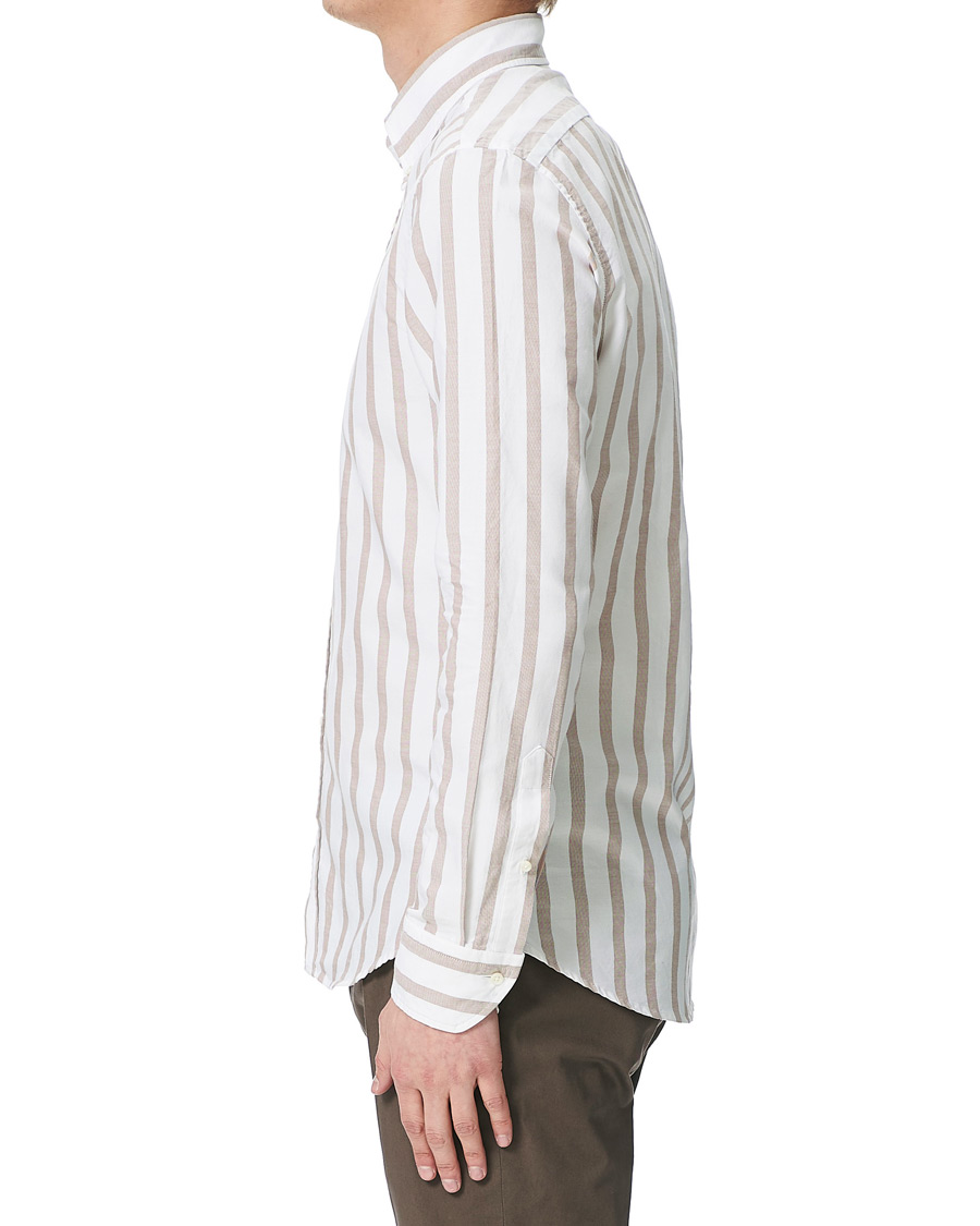 Herre | Skjorter | Stenströms | Slimline Wide Striped Oxford Shirt Beige