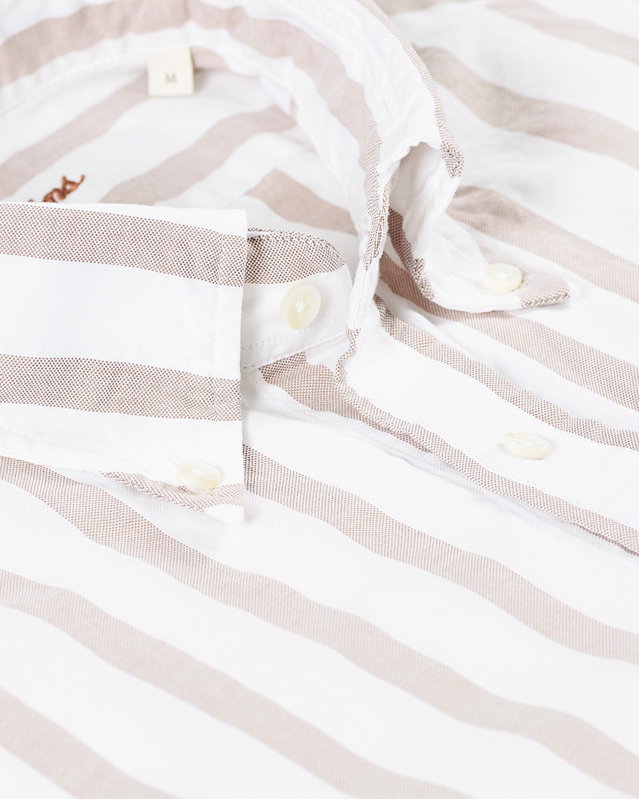 Herre | Skjorter | Stenströms | Slimline Wide Striped Oxford Shirt Beige
