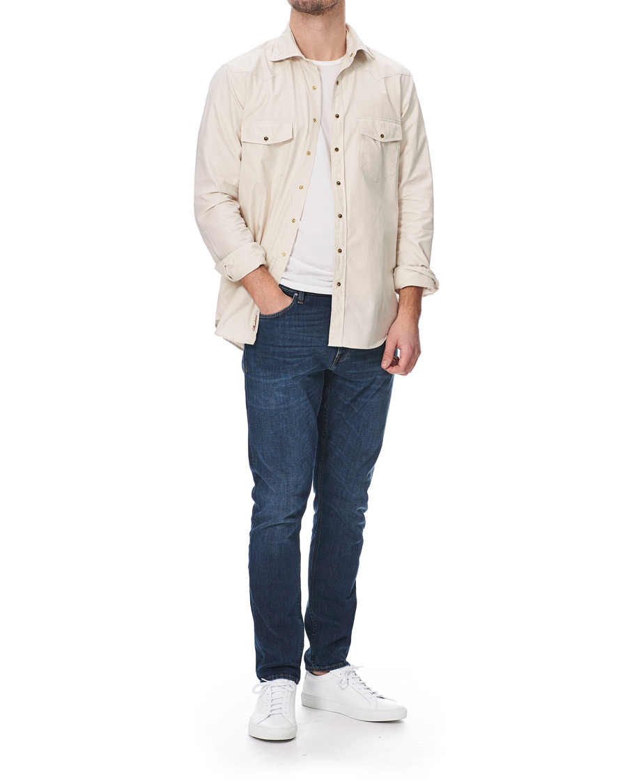 Herre | Skjorter | Stenströms | Slimline Twill Western Shirt Beige