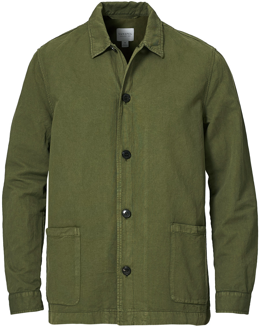 Herre | Skjorter | Sunspel | Cotton/Linen Shirt Jacket Green