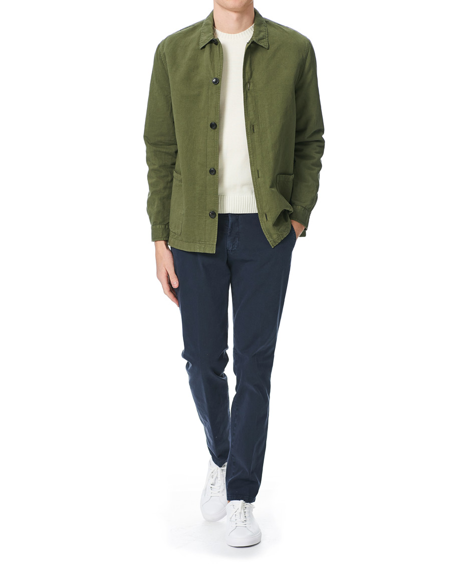 Herre | Skjorter | Sunspel | Cotton/Linen Shirt Jacket Green
