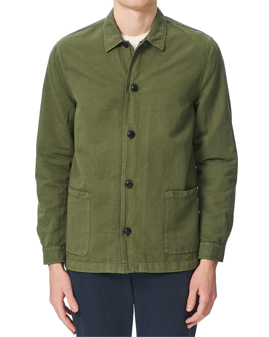 Herre | Skjorter | Sunspel | Cotton/Linen Shirt Jacket Green