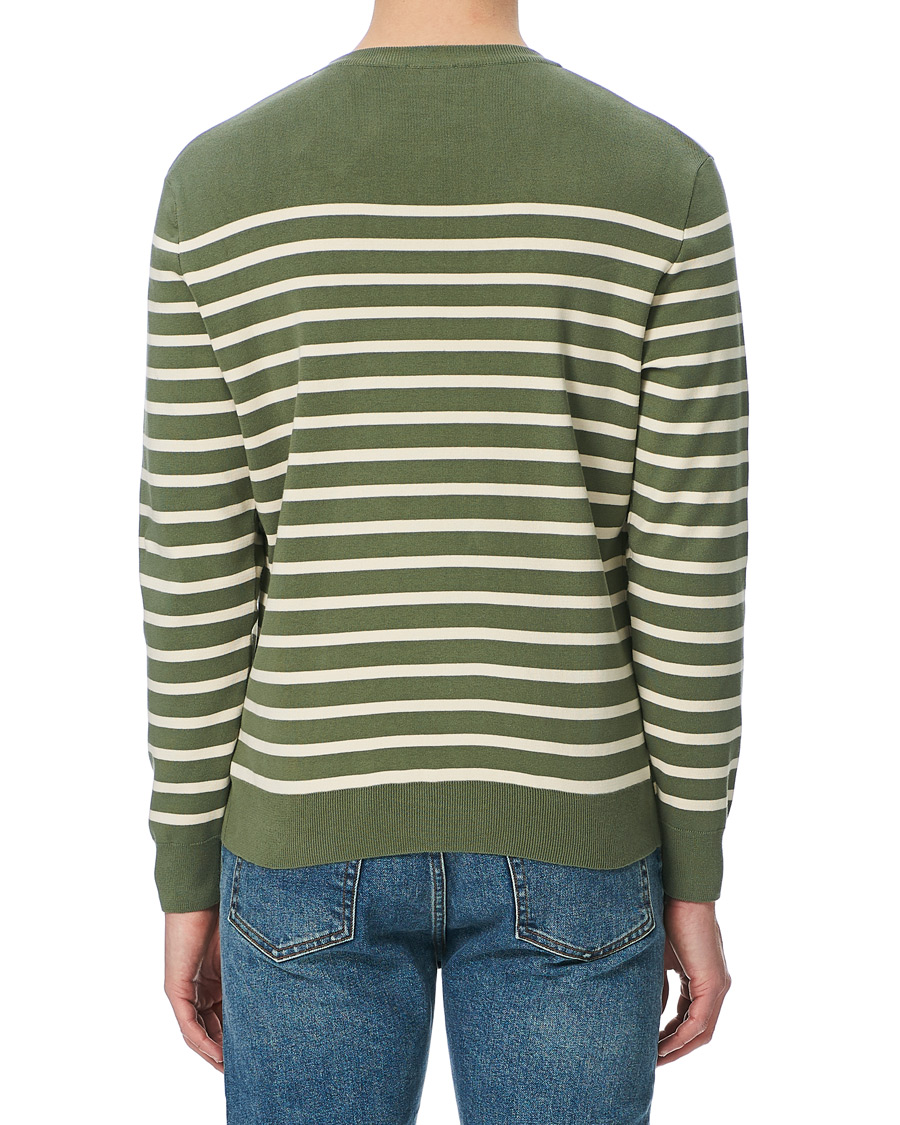 Herre | Gensere | Sunspel | Breton Stripe Crew Neck Sweater Light Khaki/Ecru