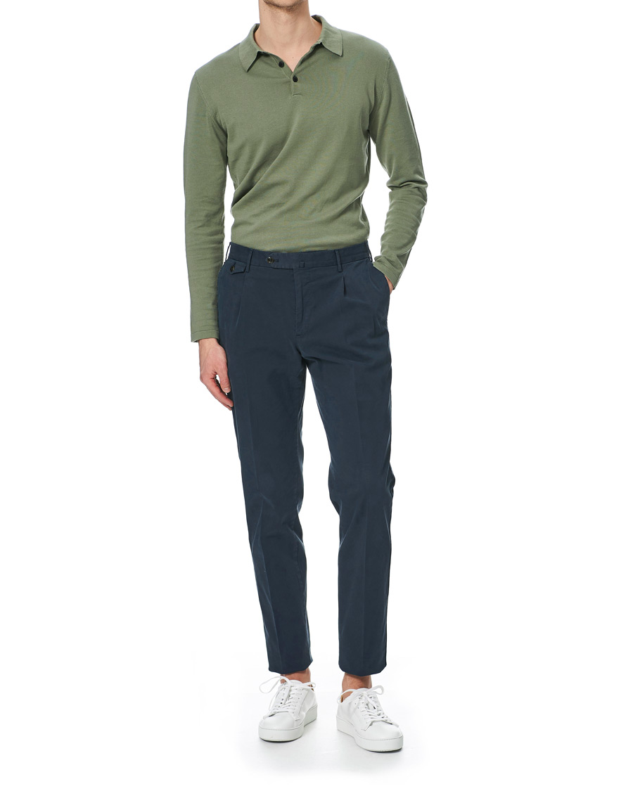 Herre | Gensere | Sunspel | Long Sleeve Sea Island Cotton Polo Shirt Light Khaki
