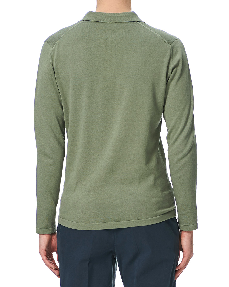 Herre | Gensere | Sunspel | Long Sleeve Sea Island Cotton Polo Shirt Light Khaki