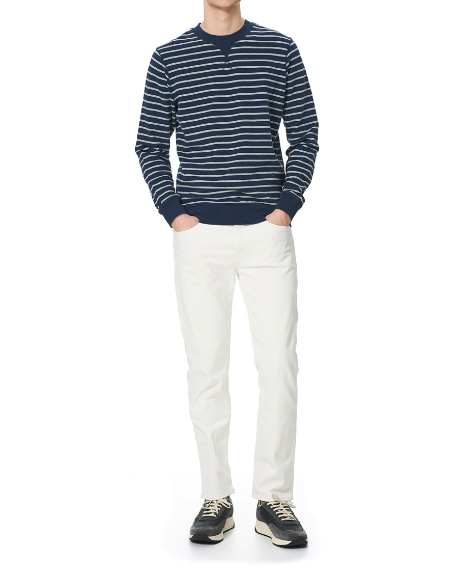 Herre | Gensere | Sunspel | Striped Loopback Sweatshirt Navy/Grey
