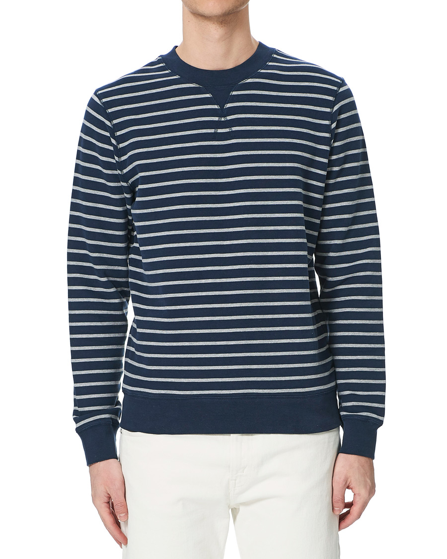 Herre | Gensere | Sunspel | Striped Loopback Sweatshirt Navy/Grey
