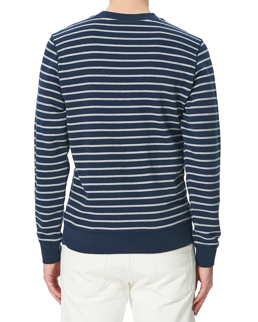 Herre | Gensere | Sunspel | Striped Loopback Sweatshirt Navy/Grey
