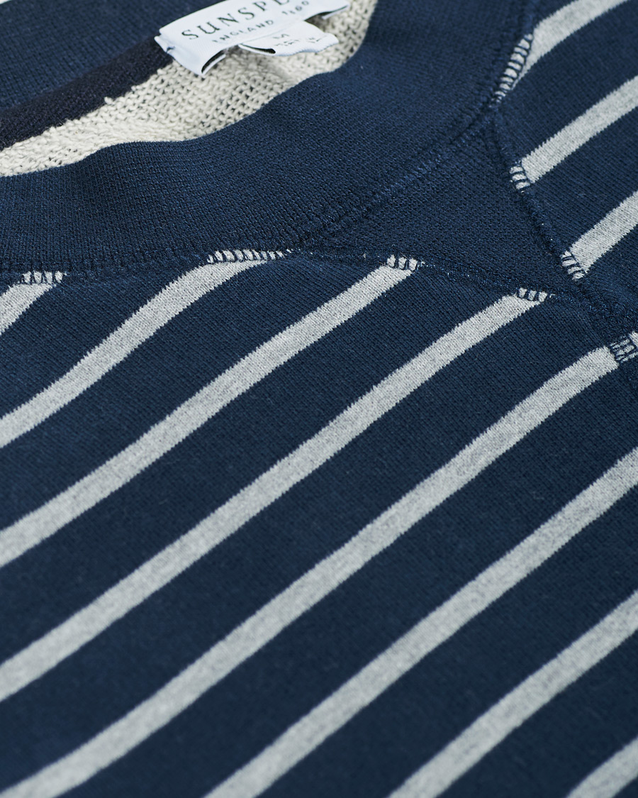 Herre | Gensere | Sunspel | Striped Loopback Sweatshirt Navy/Grey