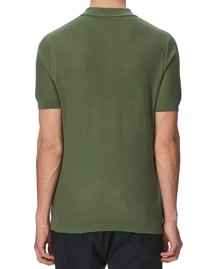Herre | Pikéer | Sunspel | Rack Stitch Fine Knitted Polo Light Khaki
