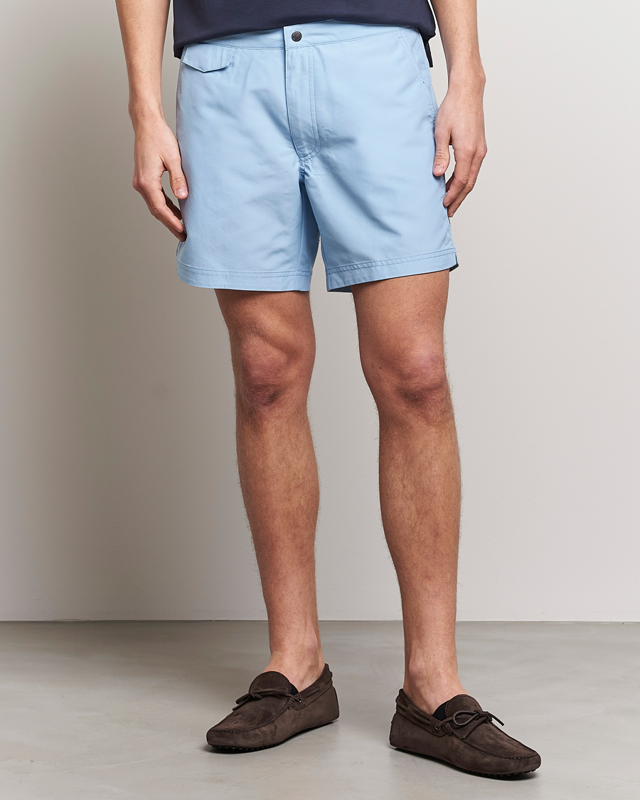 Herre |  | Sunspel | Recycled Seaqual Tailored Swim Shorts Light Blue