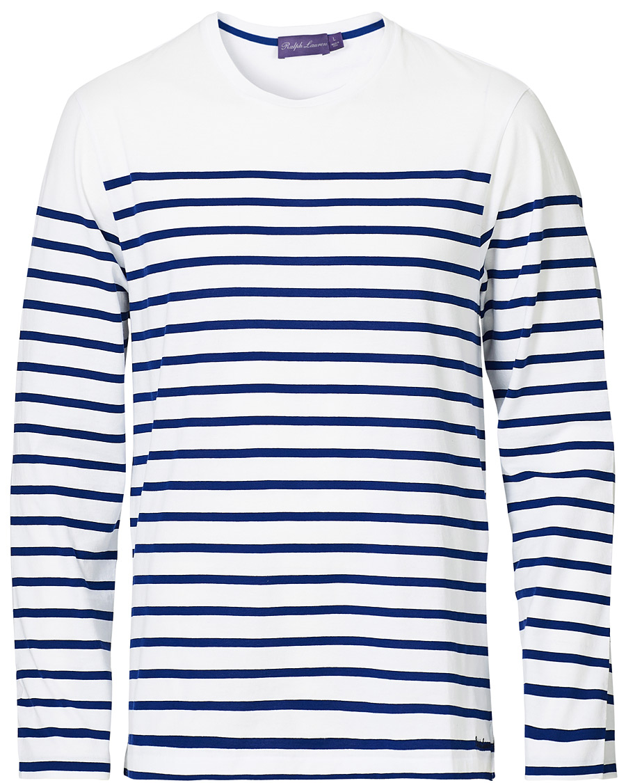Herre | Gensere | Ralph Lauren Purple Label | Marine Light Pullover White/Royal Blue