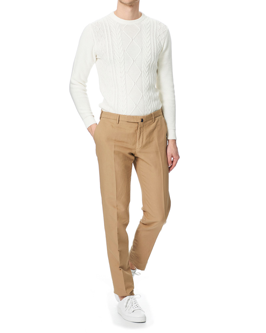 Herre | Gensere | Piacenza Cashmere | Aran Knit Cotton Sweater Off White