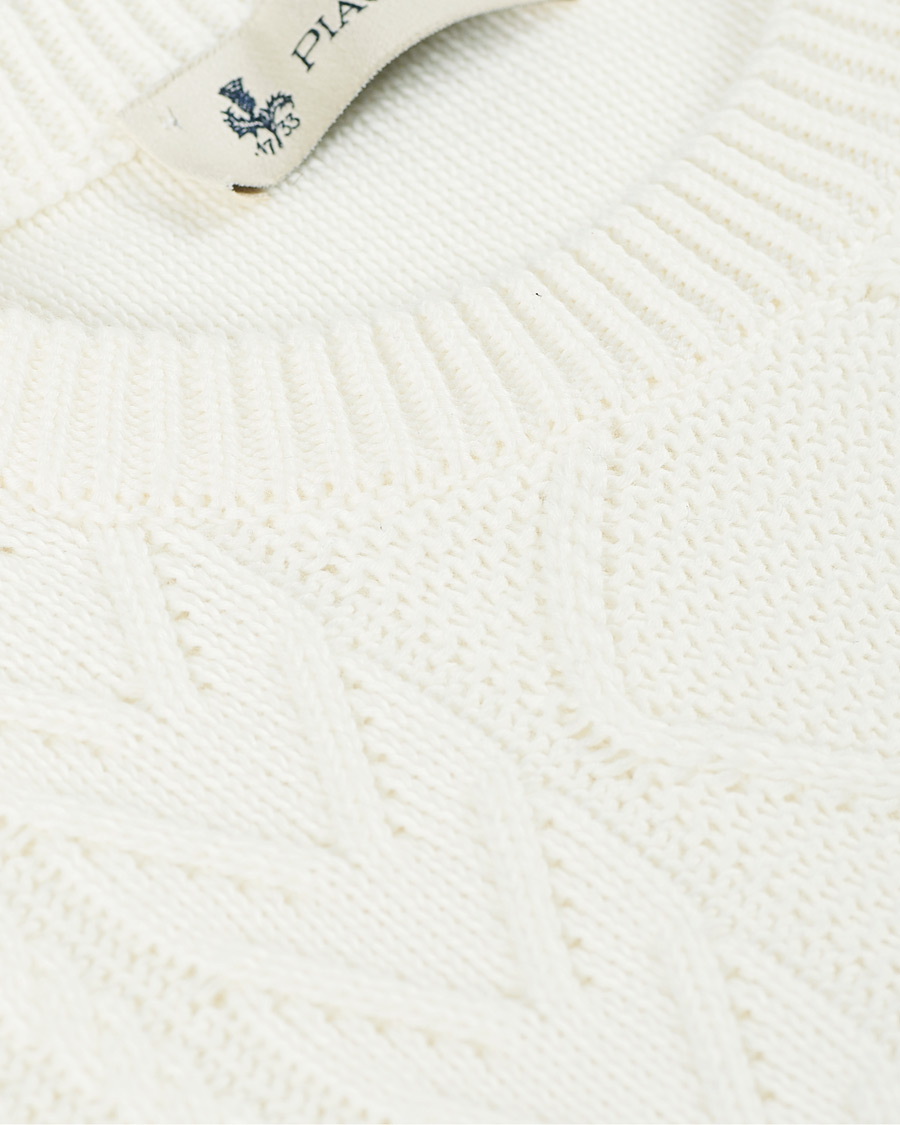 Herre | Gensere | Piacenza Cashmere | Aran Knit Cotton Sweater Off White