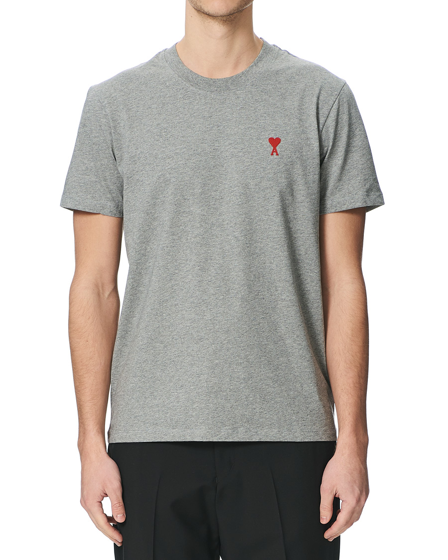 Herre | T-Shirts | AMI | Heart Short Sleeve Tee Heather Grey