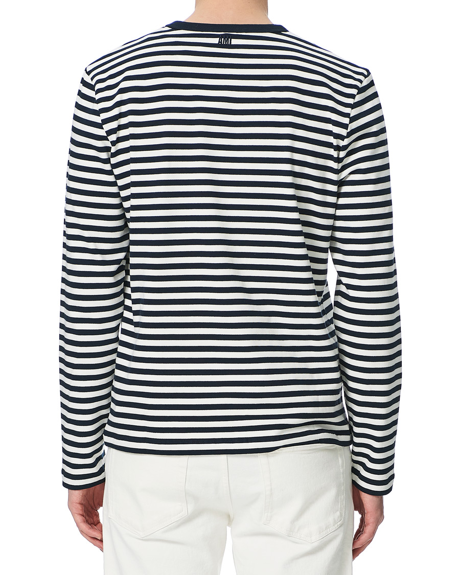 Herre | T-Shirts | AMI | Breton Stripe Long Sleeve Tee White/Navy