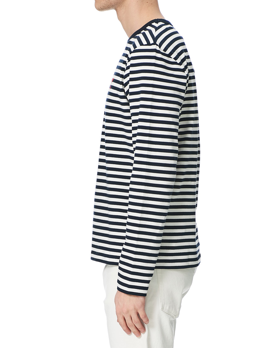 Herre | T-Shirts | AMI | Breton Stripe Long Sleeve Tee White/Navy