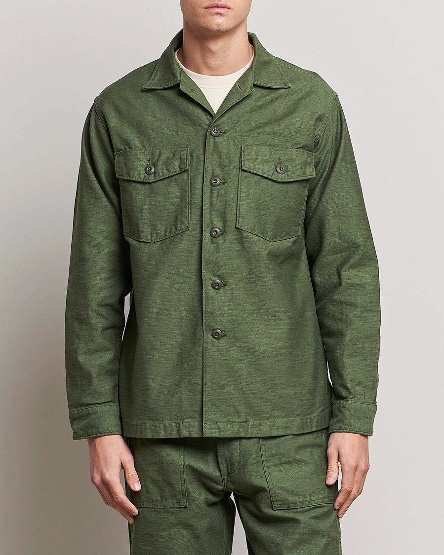 Herre | Klær | orSlow | Cotton Sateen US Army Overshirt Green