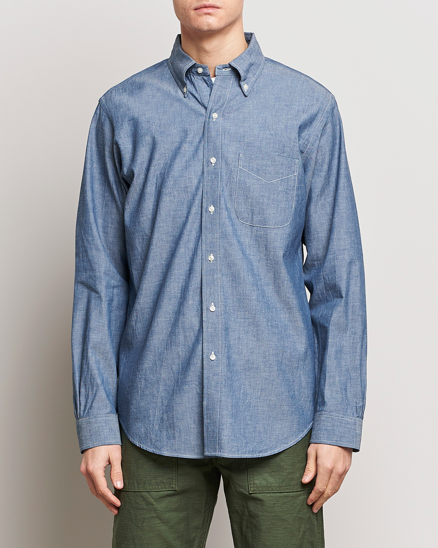 Herre | Jeansskjorter | orSlow | Denim Button Down Shirt Light Blue