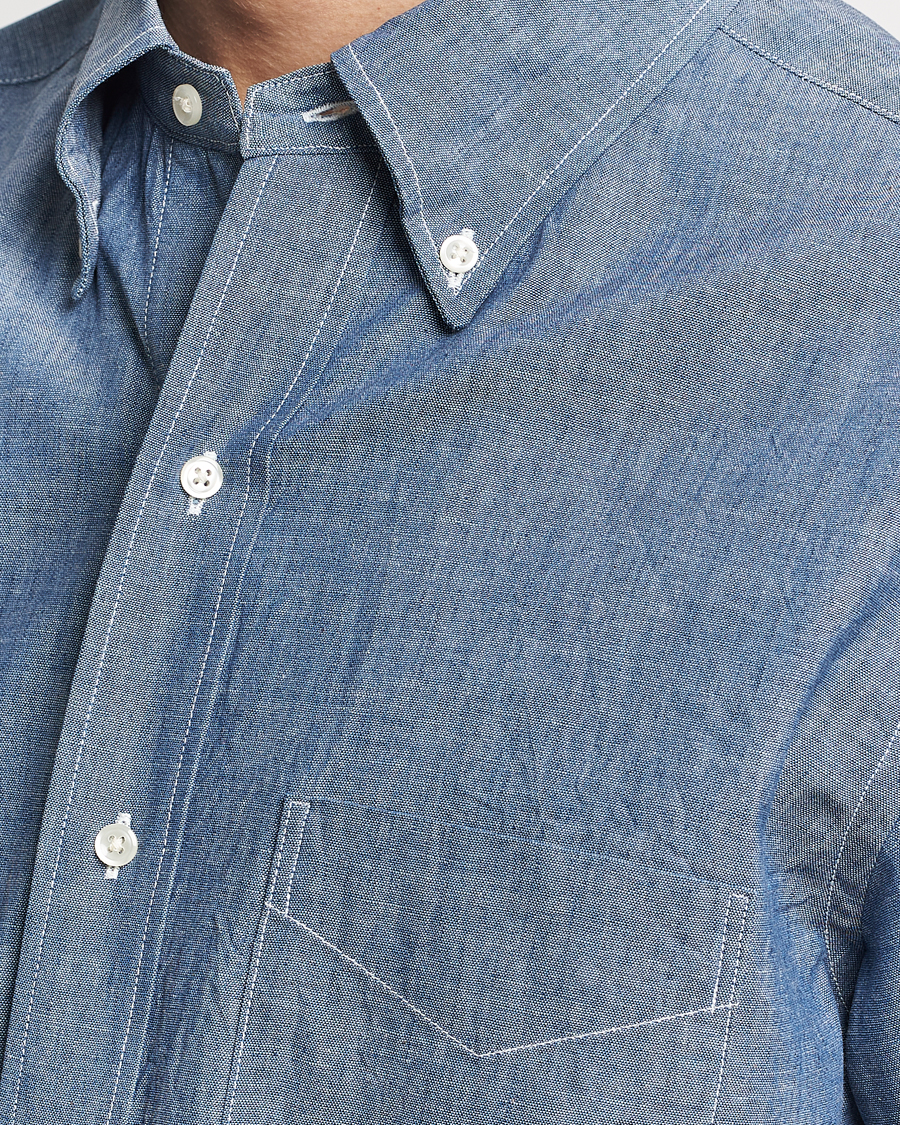 Herre | Skjorter | orSlow | Denim Button Down Shirt Light Blue