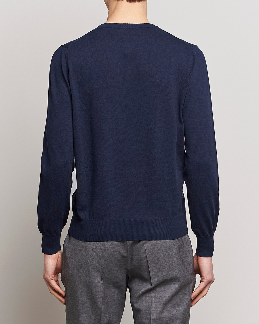 Herre | Gensere | Canali | Cotton Crew Neck Pullover Navy
