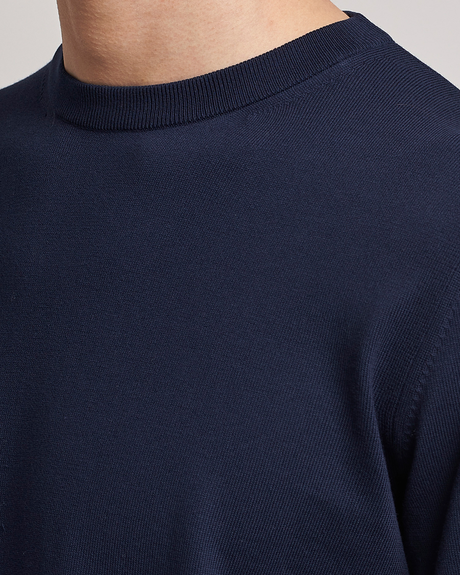 Herre | Gensere | Canali | Cotton Crew Neck Pullover Navy