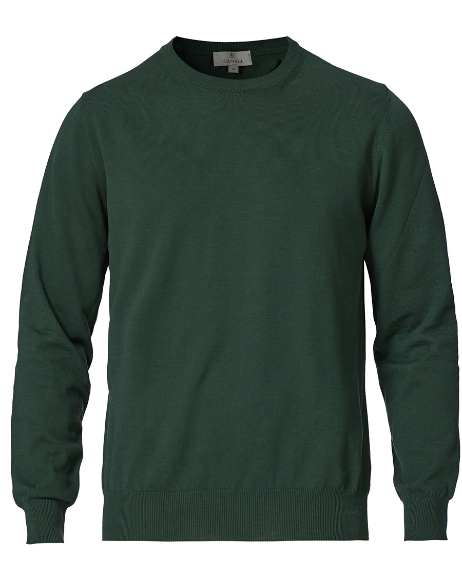 Herre | Gensere | Canali | Cotton Crew Neck Bottle Green