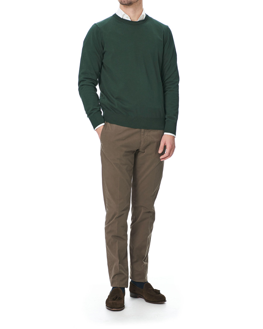 Herre | Gensere | Canali | Cotton Crew Neck Bottle Green