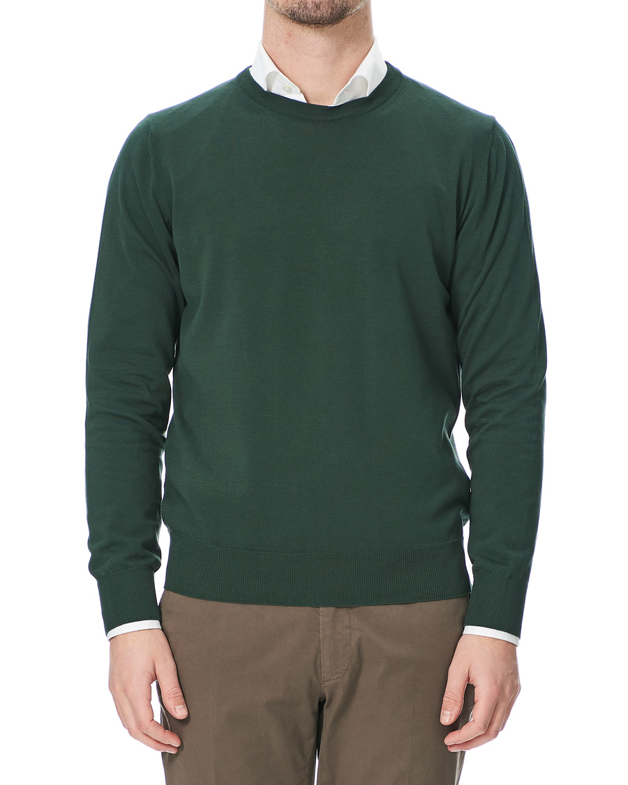 Herre | Gensere | Canali | Cotton Crew Neck Bottle Green