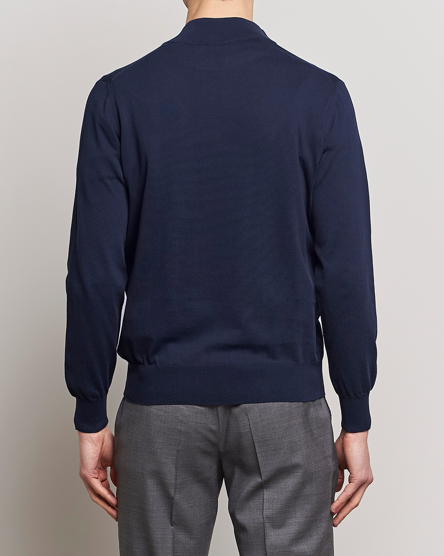 Herre | Gensere | Canali | Cotton Half Zip Sweater Navy