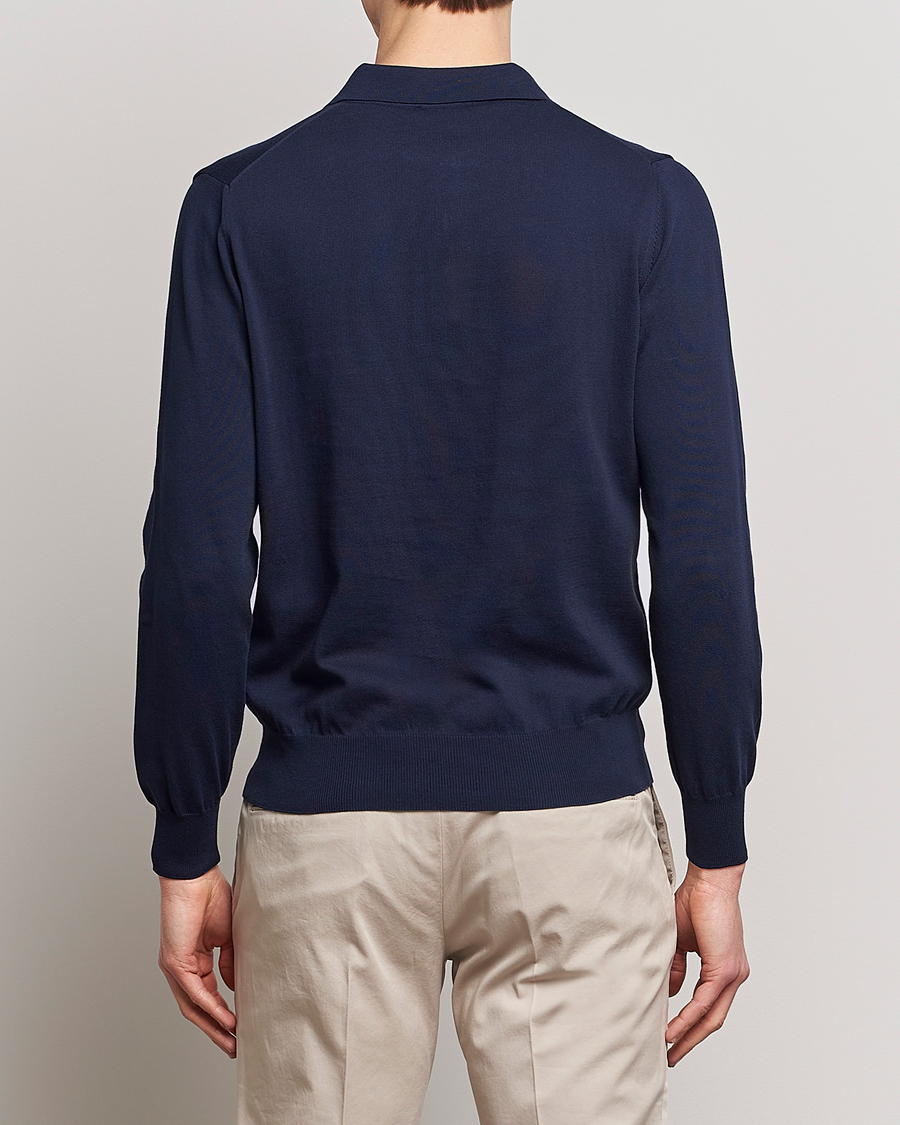 Herre | Gensere | Canali | Cotton Long Sleeve Polo Navy