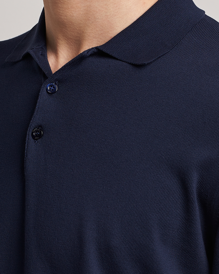 Herre | Gensere | Canali | Cotton Long Sleeve Polo Navy