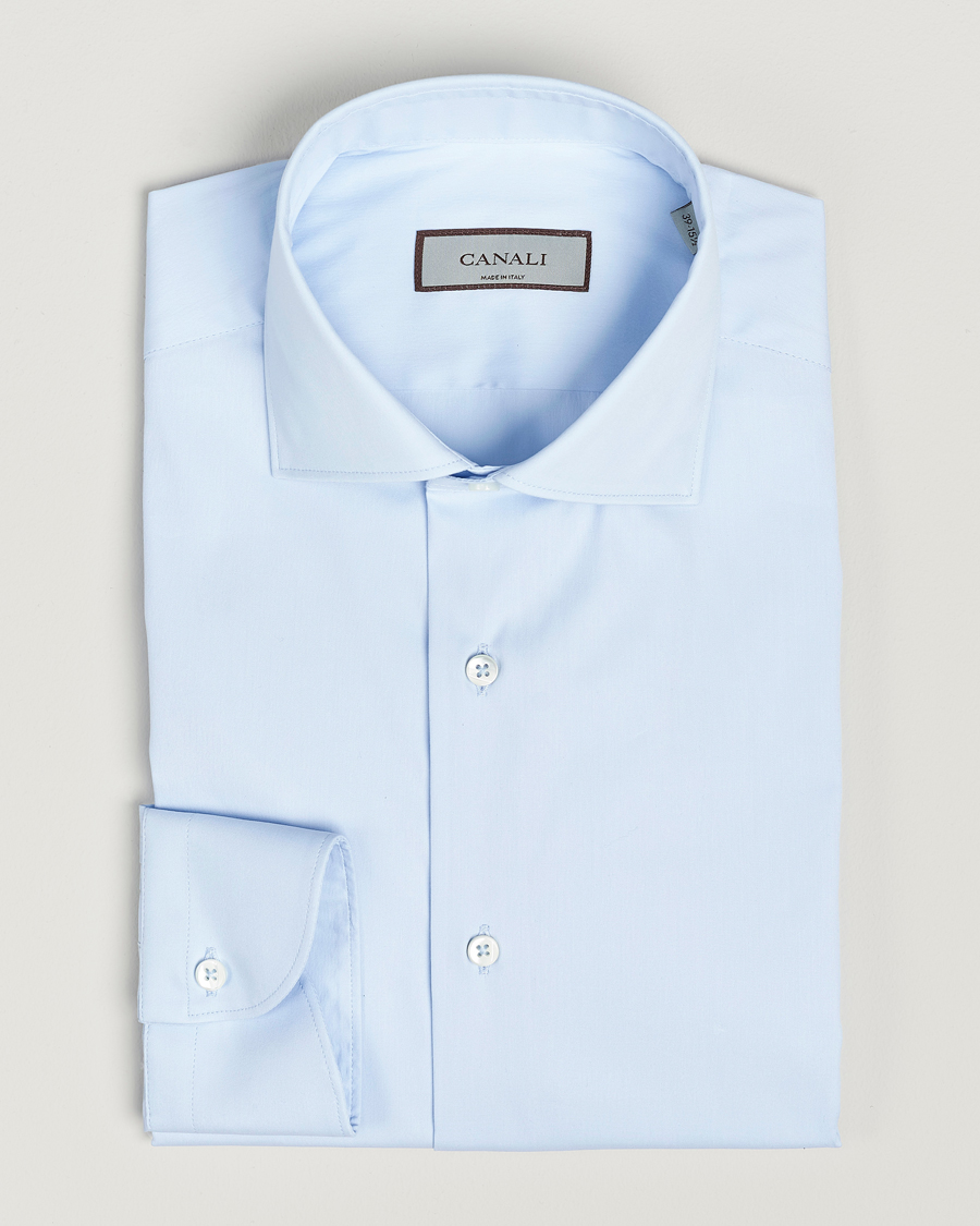 Herre | Skjorter | Canali | Slim Fit Cotton/Stretch Shirt Light Blue