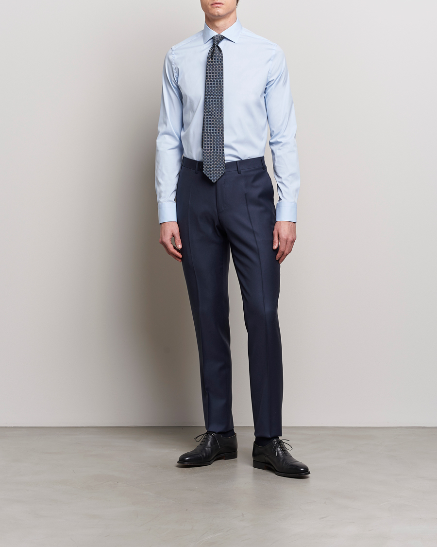 Herre | Skjorter | Canali | Slim Fit Cotton/Stretch Shirt Light Blue