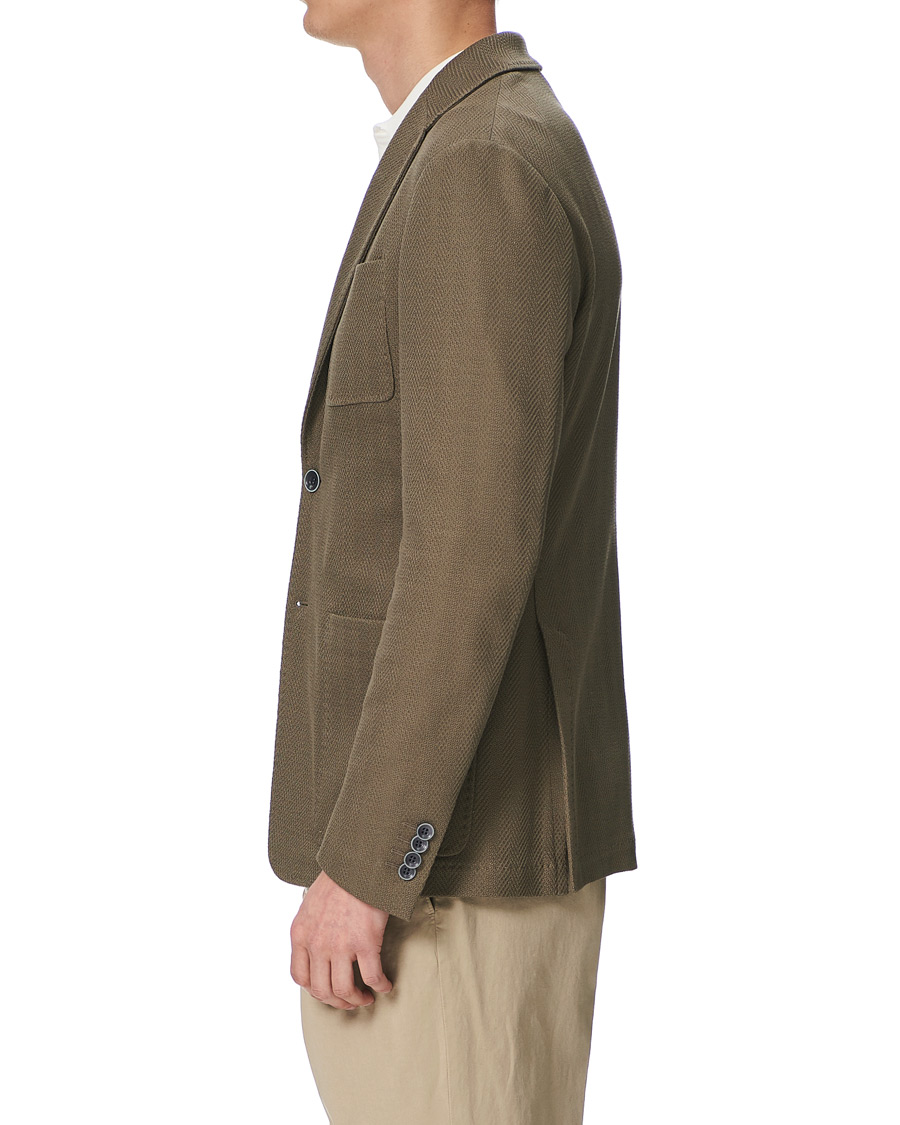 Herre | Dressjakker | Canali | Textured Cotton Jersey Blazer Olive