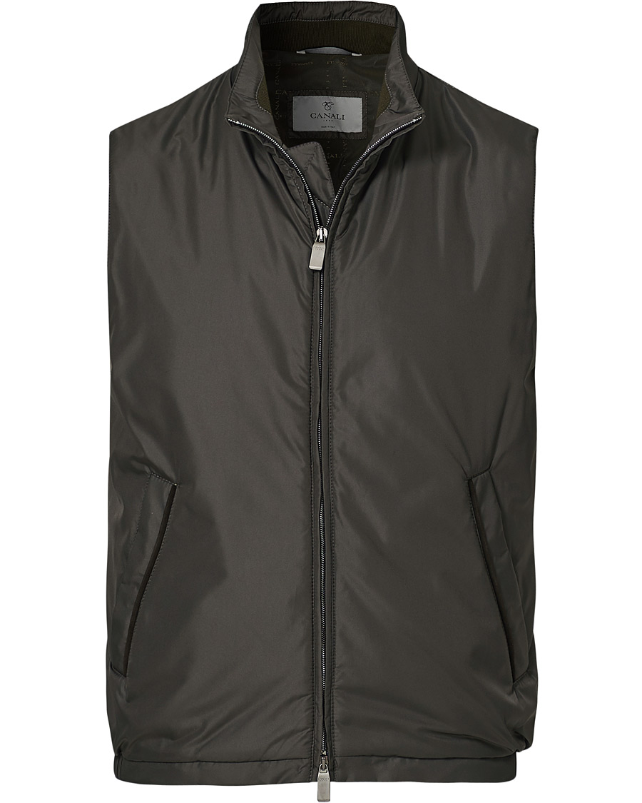 Herre | Jakker | Canali | Microfiber Nylon Gilet Military Green