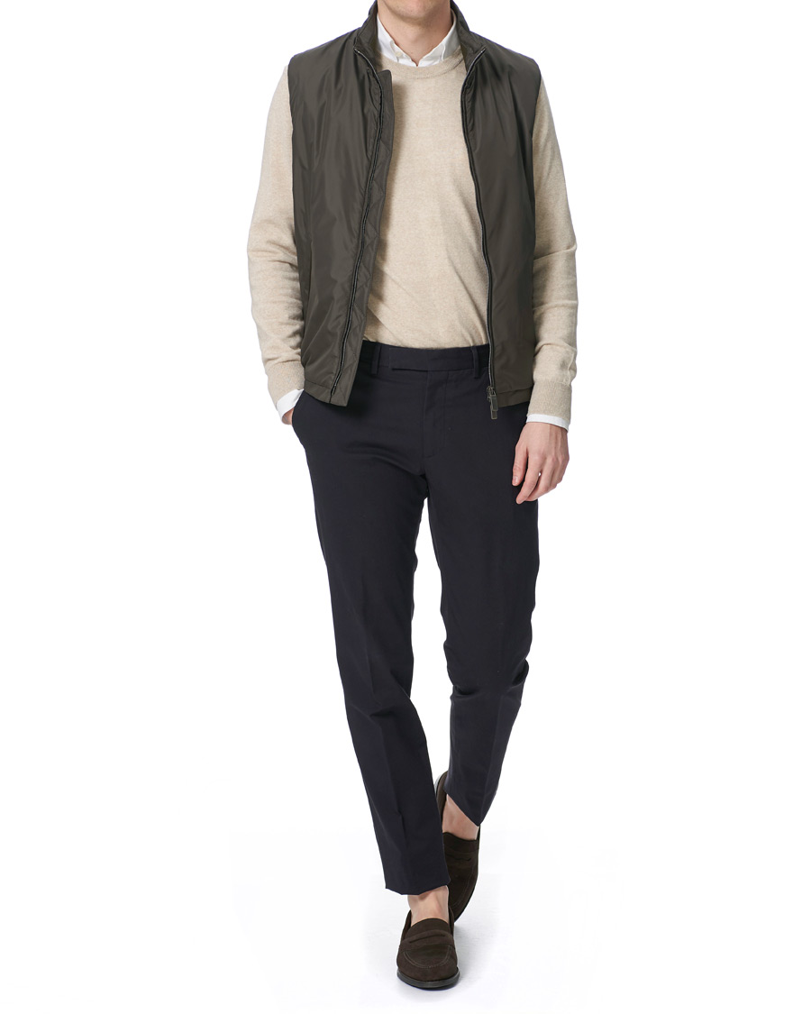 Herre | Jakker | Canali | Microfiber Nylon Gilet Military Green