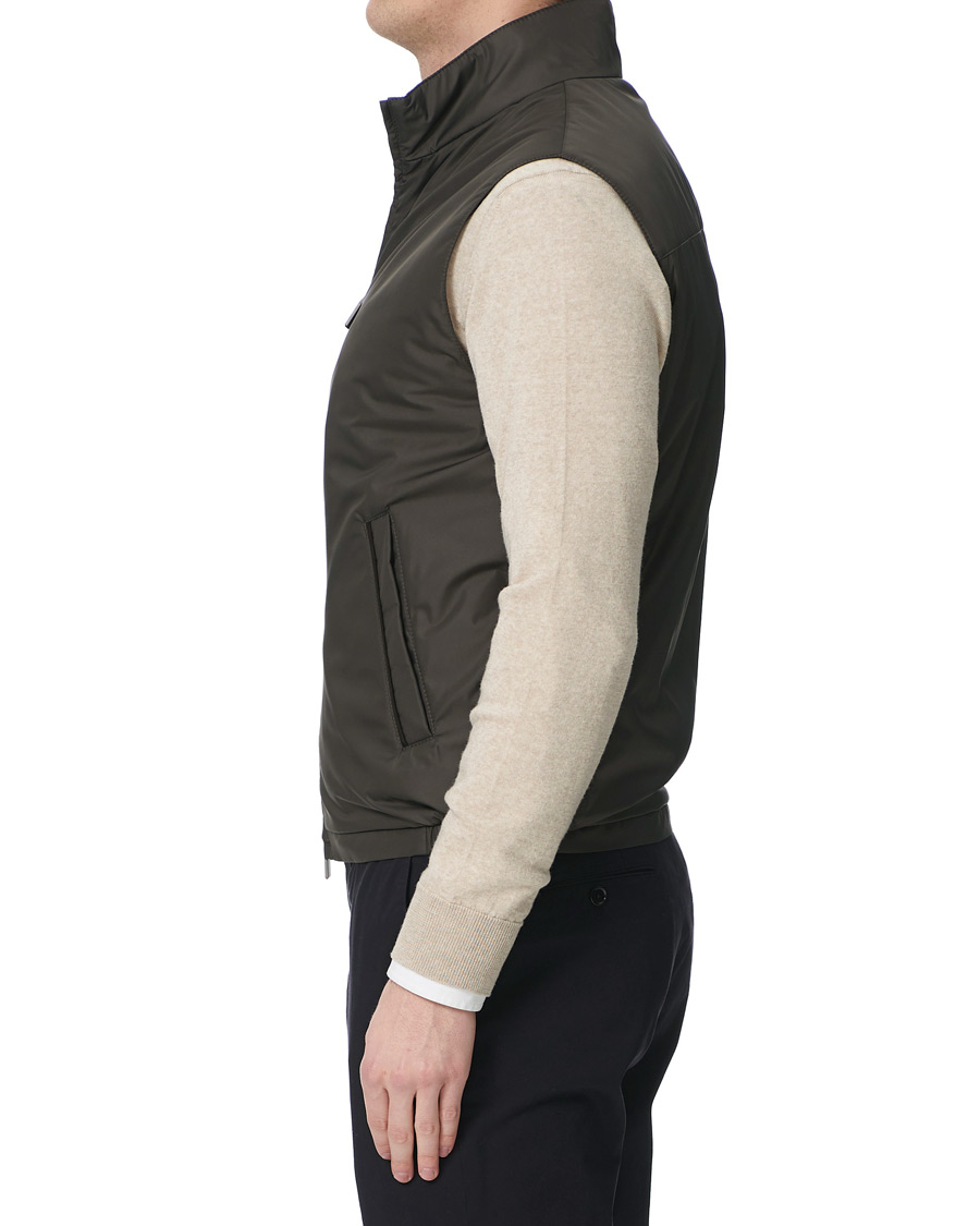 Herre | Jakker | Canali | Microfiber Nylon Gilet Military Green