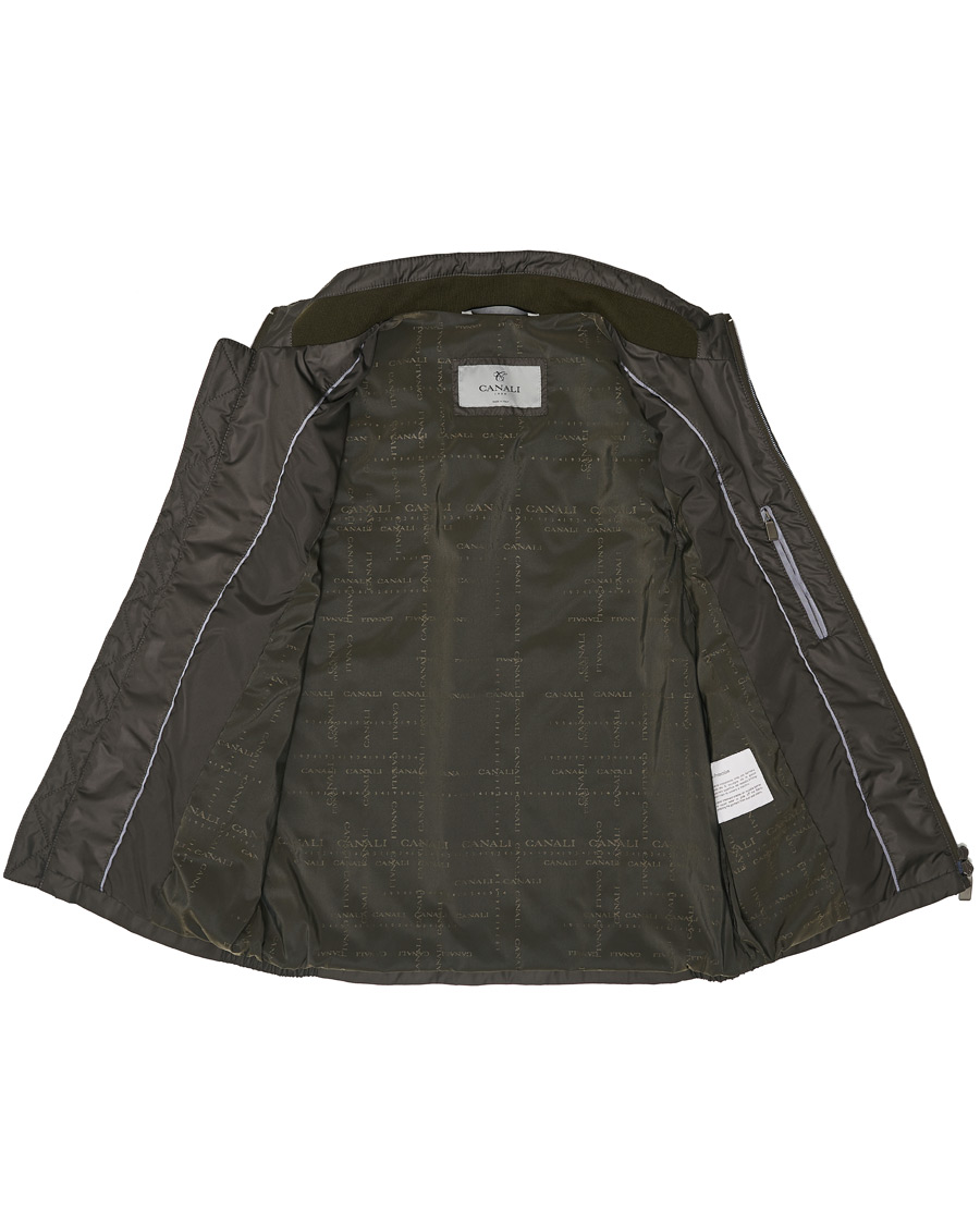 Herre | Jakker | Canali | Microfiber Nylon Gilet Military Green
