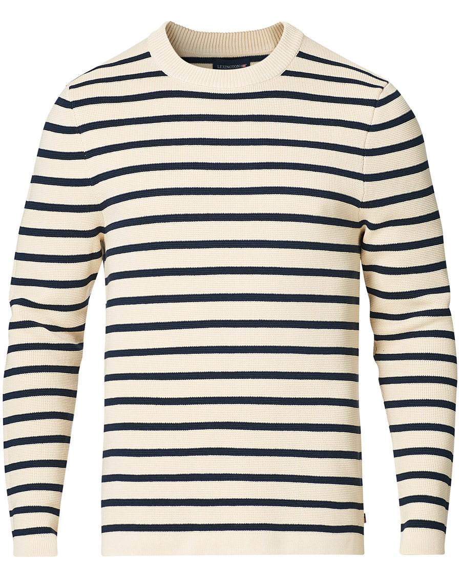 Herre | Gensere | Lexington | Martin Full Milano Striped Sweater White/Blue