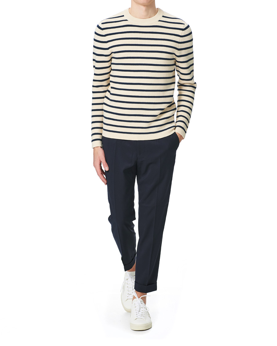 Herre | Gensere | Lexington | Martin Full Milano Striped Sweater White/Blue