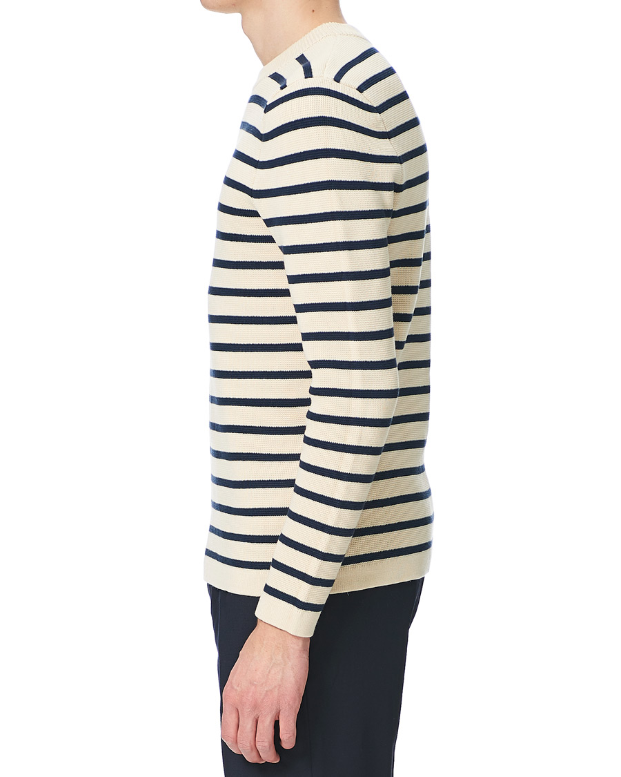 Herre | Gensere | Lexington | Martin Full Milano Striped Sweater White/Blue
