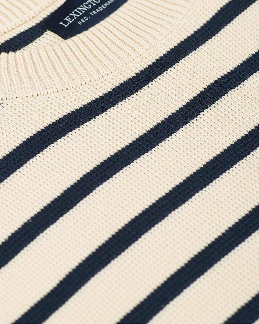 Herre | Gensere | Lexington | Martin Full Milano Striped Sweater White/Blue
