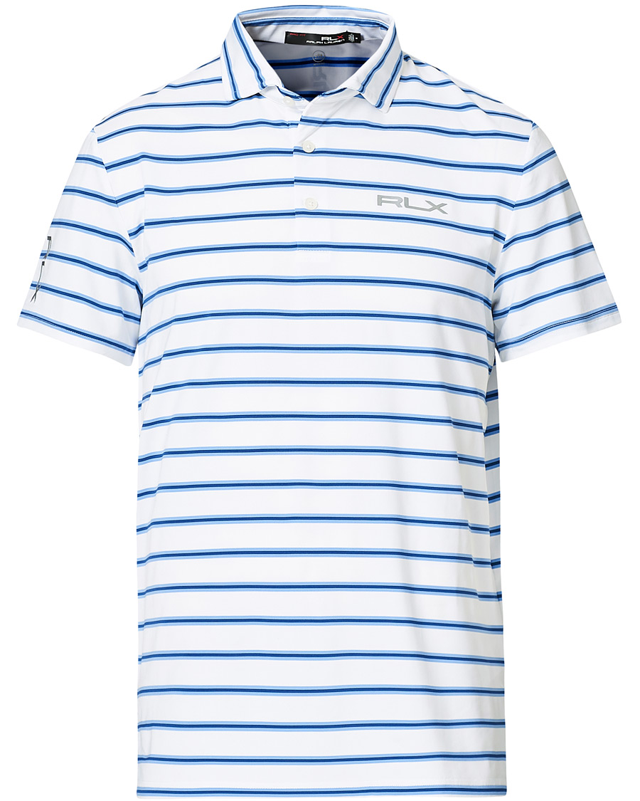 Herre | Pikéer | RLX Ralph Lauren | Airflow Stripe Polo Pure White/Blue