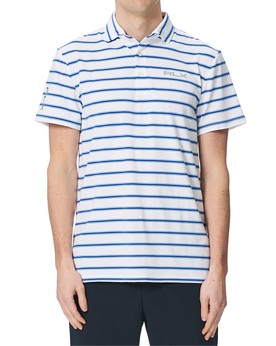 Herre | Pikéer | RLX Ralph Lauren | Airflow Stripe Polo Pure White/Blue