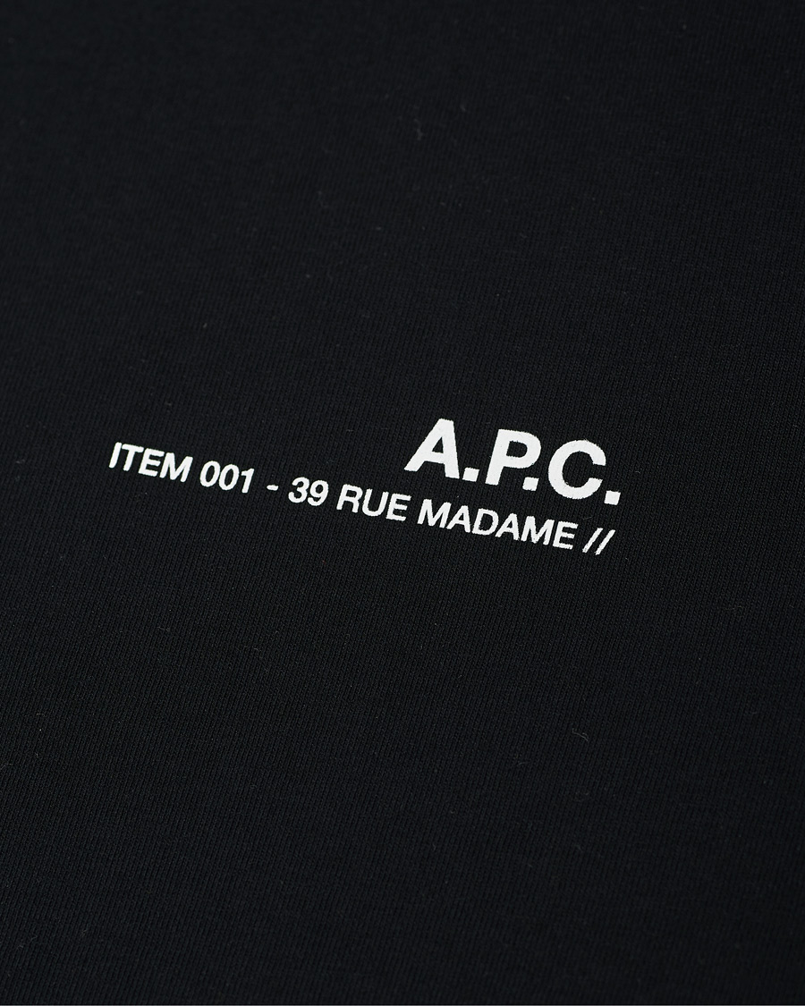 Herre | T-Shirts | A.P.C. | Item Short Sleeve T-Shirt Black