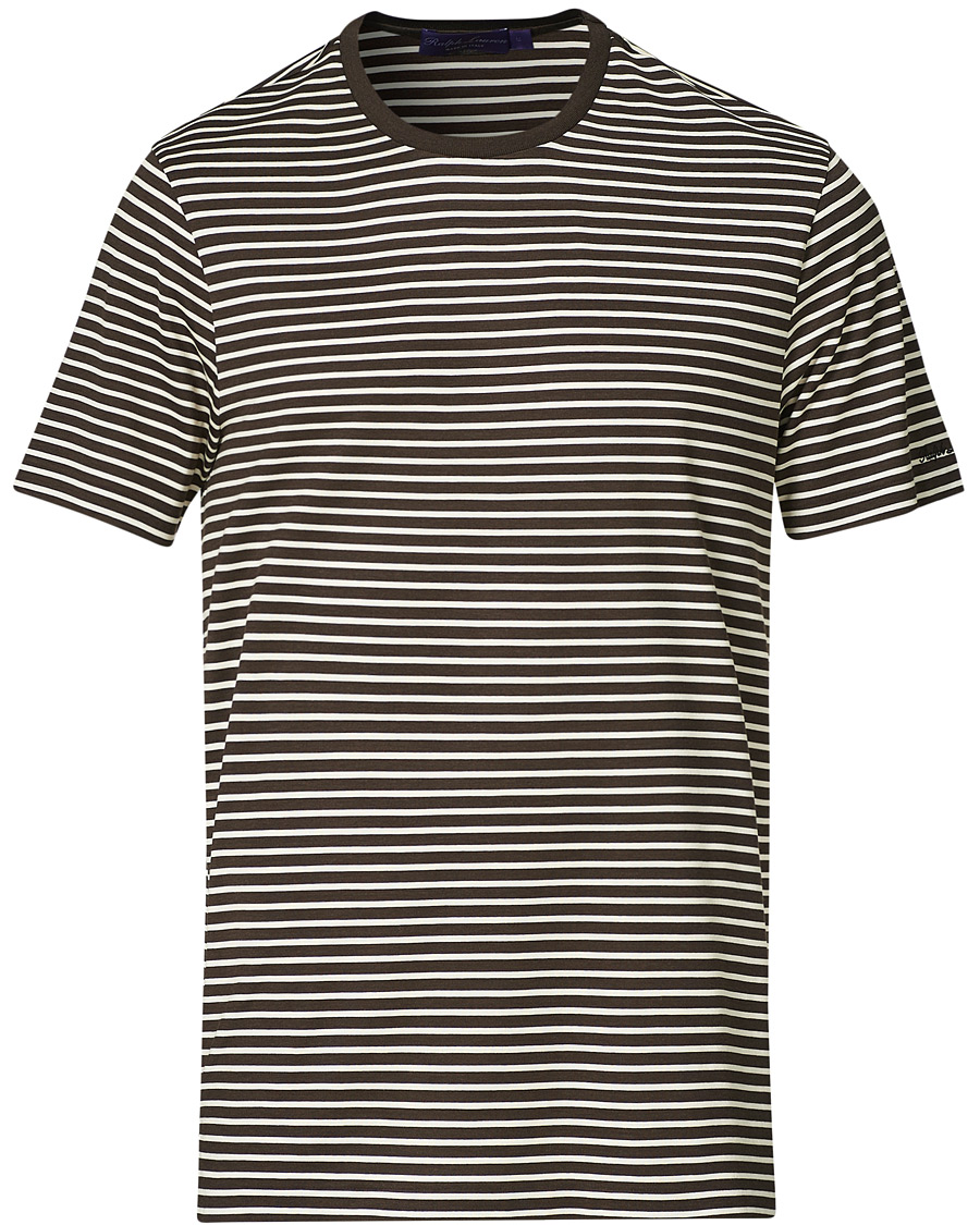 Herre | T-Shirts | Ralph Lauren Purple Label | Striped Silk Blend Tee Brown/Cream