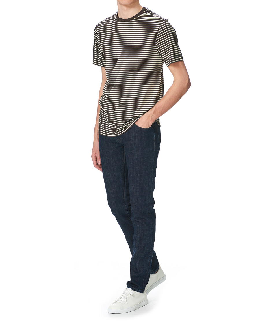 Herre | T-Shirts | Ralph Lauren Purple Label | Striped Silk Blend Tee Brown/Cream