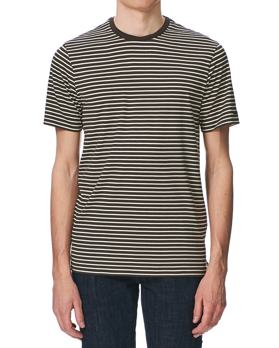 Herre | T-Shirts | Ralph Lauren Purple Label | Striped Silk Blend Tee Brown/Cream
