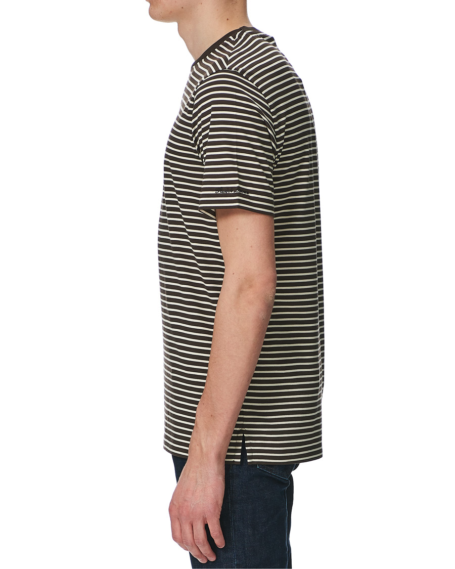 Herre | T-Shirts | Ralph Lauren Purple Label | Striped Silk Blend Tee Brown/Cream